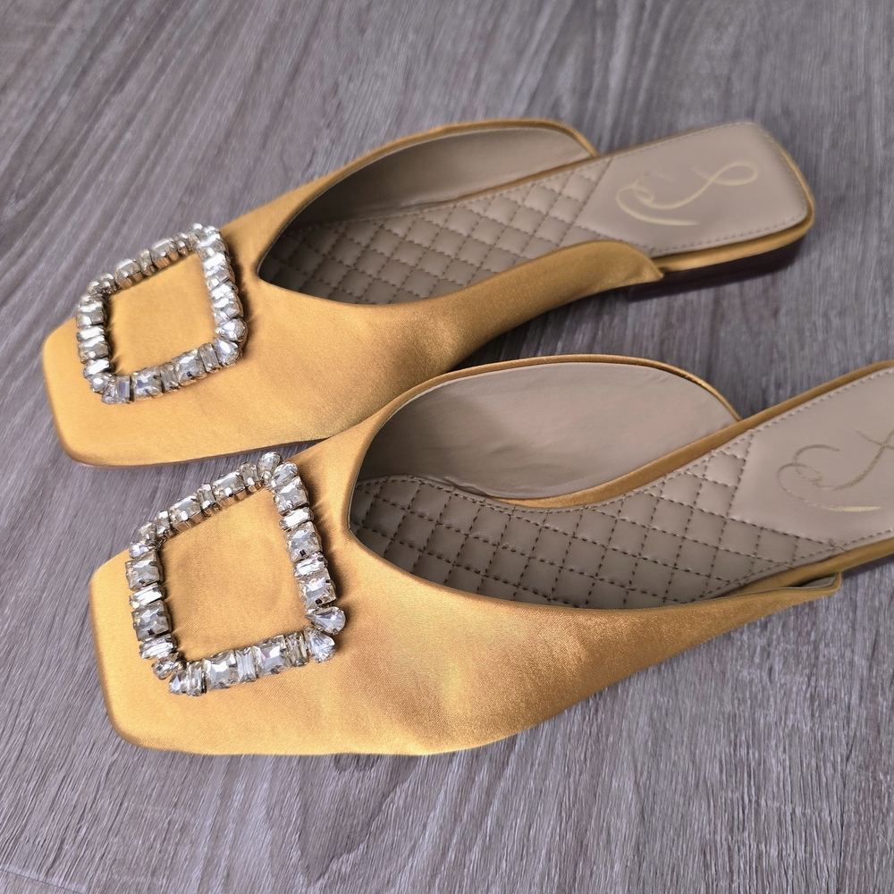 Sam Edelman 7.5 Elegant Golden Yellow Satin Women's Shoes Lavina- Brand NEW